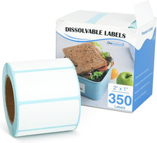 Dissolvable Food Labels, Blank White Washable Labels for Food Containers, 1" X 2