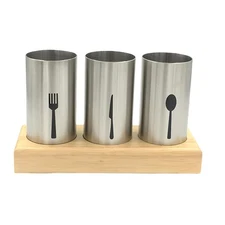 4-Piece Flatware Caddy Holder Stainless Steel Small Utensil Organizer Spoons