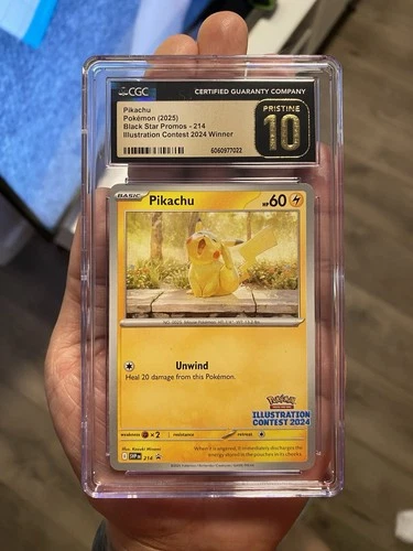 CGC Pristine 10 Pikachu Black Star Promo 214 Illustration Contest 2024 Winner