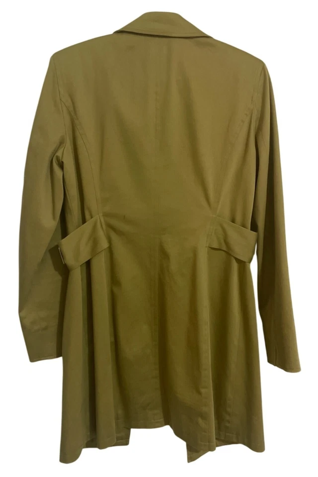 Bloomingdales  Womens Y2K Olive Green Trench Coat Size 6 Retro Classic Preppy - Image 2 of 4