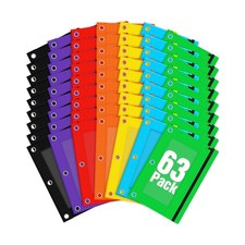 Pencil Pouch for 3 Ring Binder, 63 Pack Bulk Zipper Pencil Cases with Clear W...