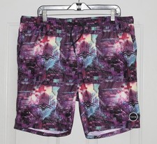 TAVIK SWIM TRUNKS SURF BOARDSHORTS PURPLE PRINT L/XL 34 36 LN