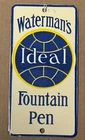 Vintage Ideal Fountain Pen Porcelain Advertising Sign Blue White Desk Office