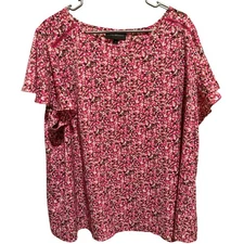 Lane Bryant Pink Flutter Short Sleeve Blouse Shirt Plus Size 22