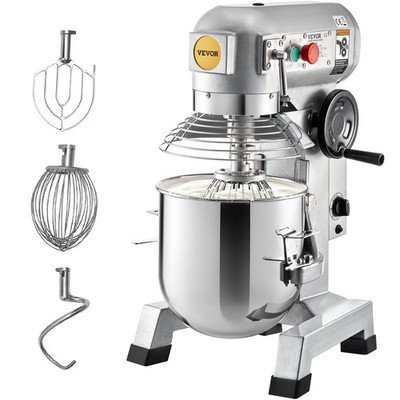 30Qt 1100W 3-Speed Commercial Food Mixer with Timer & Stainless Steel Bowl