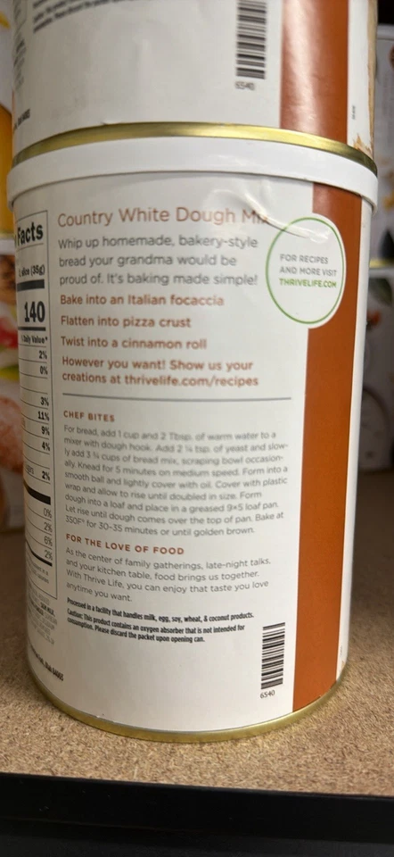 Thrive Life Country White Dough Mix 25 Year Long Shelf Life Bought In 2021 - Image 3 of 4