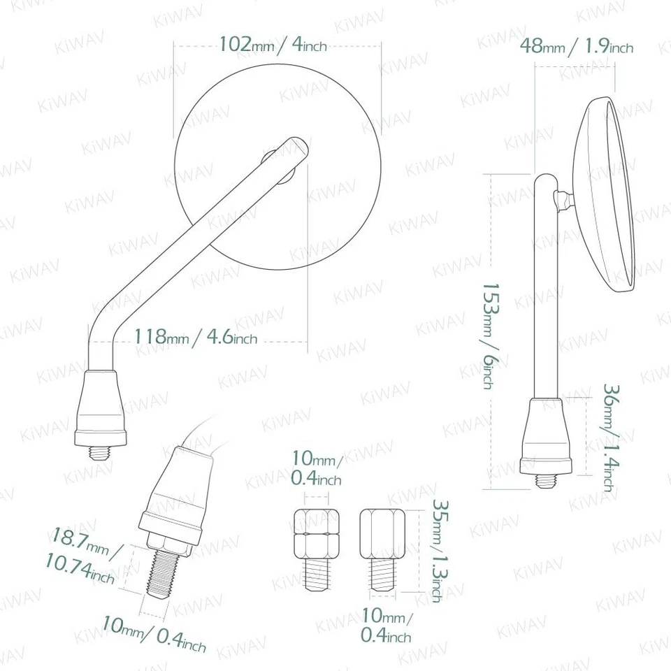 Mirrors ECLIPSE round short stem black fits Yamaha Virago V-Max Bulldog XVS - Image 2 of 4