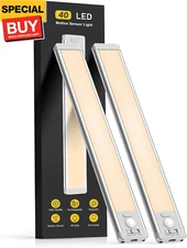 Under Cabinet Lights, 40 LED Rechargeable Battery Operated Motion Sensor Light I