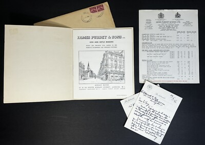 VTG James Purdey & Sons Ltd 1950 s Guns & Rifles Price List Plus Correspondence