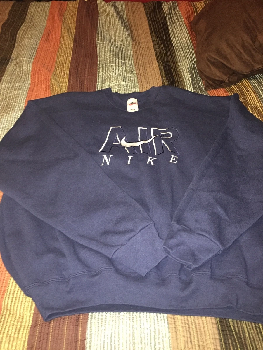 NIKE AIR Vtg 90s Navy Blue Crewneck Embroidered Sweatshirt Mens Adult XXL