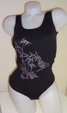 new M vest cotton black bodysuit top thong bottom leotard