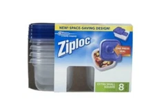 ZIPLOC EXTRA SMALL SQUARE FOOD STORAGE CONTAINERS  4 oz 8 per pack