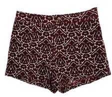 Urban Outfitters Ecote Hadley Festival Shorts Jacquard Tapestry Red Cream Size 0