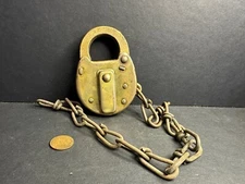 Vintage Brass Corbin Padlock with Chain, Lot 1