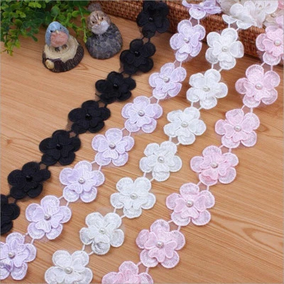 2 Yards Doppelschicht Organza Blumen Spitze handgemachte Kleidung Dekoration DIY - Bild 1 von 2