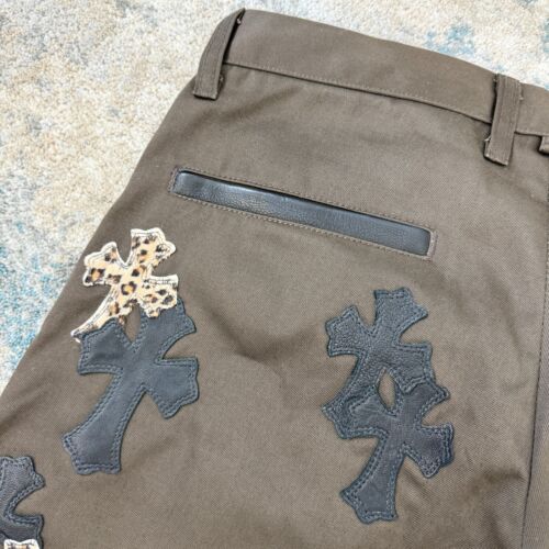 Jeans Chrome Hearts Cheetah Cross Patch in marrone prezzo consigliato £ 10000 * - Foto 16 di 24