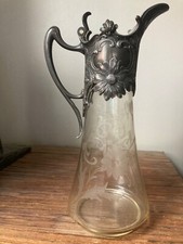 GRANDE CARAFE AIGUIERE WMF ART NOUVEAU 1900 Verre gravé