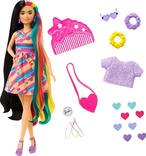 Totally Hair Doll, Heart-Themed with 8.5-Inch Fantasy Hair & 15 Styling Accessor