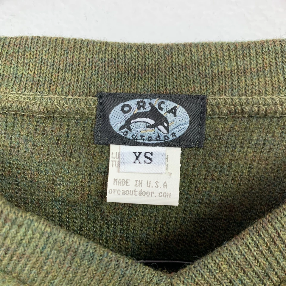 Camisa de manga larga Y2K Orca verde cuello en V polar mezcla acrílica XS Foto 2 de 4