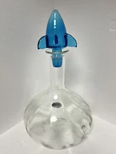 Blenko Glass Lift Off Decanter  - Turquoise