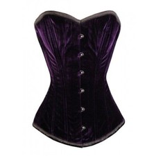 Victorian Long Lined Sumptious Purple Velvet Over-Bust Corset