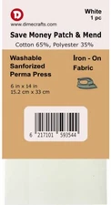 Iron-On Mending Fabric Repair Patch 6 x 13 Inch Compare to Bondex - White