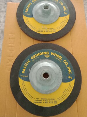 USA PACIFIC SAIT 7 inch Diameter Type 27 Grinding Wheel 5/8''-11 Hub QTY 2, 1/4 T