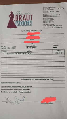 Brautkleid Größe 38 - Neu Weiß Unverändert Neupreis 649,-€ - Bild 5 von 5