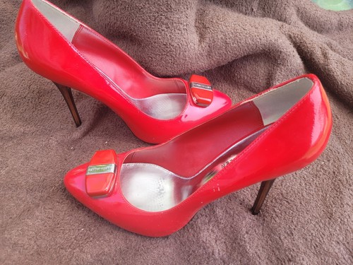 Karen Millen Shoes Size 4.5 Eu37.5 Red Patent Open Toe Slip On Stiletto Heel - Picture 11 of 11