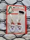 Vintage, Handmade, Clay, Christmas Santa Earrings, New in original Pk. pre-1980s — photo 2