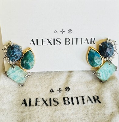 Alexis Bittar Elements Crystal Studded Spur Trimmed Multi Stone Cluster Earrings