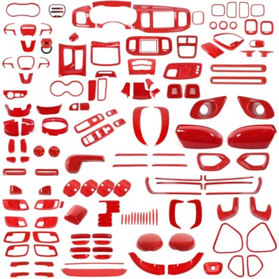 Red Central Console Interior Exterior Decor Set Cover Trim for Dodge Charger 15+