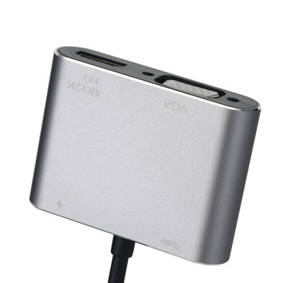 4-IN-1-Hub Typ-C-zu--VGA- USB-Typ-C-Multiport-Konverter-Splitter Q2J0