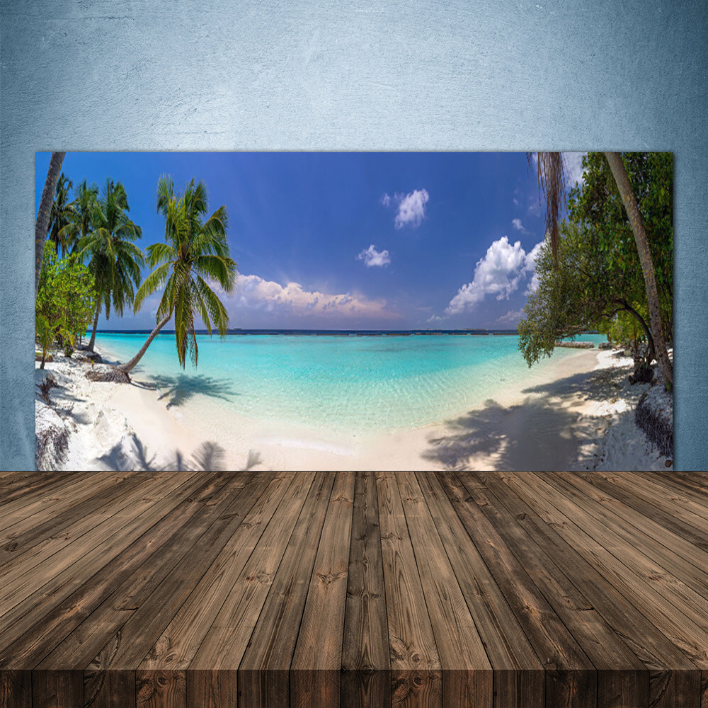 Crédence de cuisine en verre trempé panoramique paysage exotique 140cm