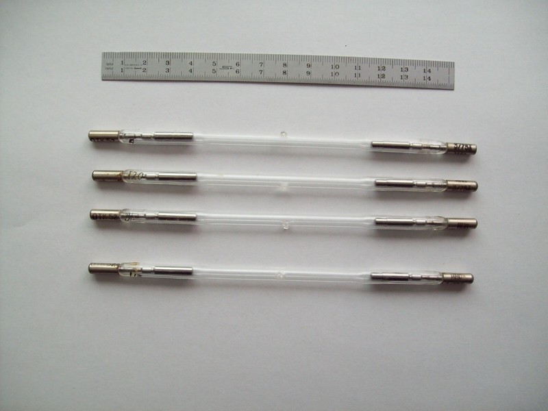 Set of 4 (four) high repetition frequency flashlamps for thin Nd:YAG rods, new