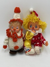 2 Vintage Rubber Face Clowns 1 Russ Thumb Sucker Yarn Hair 1 Crocheted Body