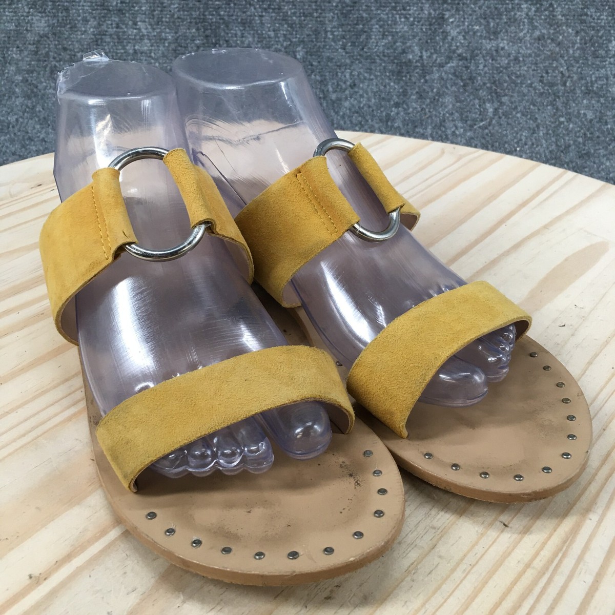 Topshop Sandals Womens 38 Slides Flats Comfort 42H09Nylw Yellow Leather  Slip On