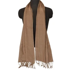 Sanskriti New Brown Viscose Sauroski Shawl Woven Work Long Stole Soft Scarf