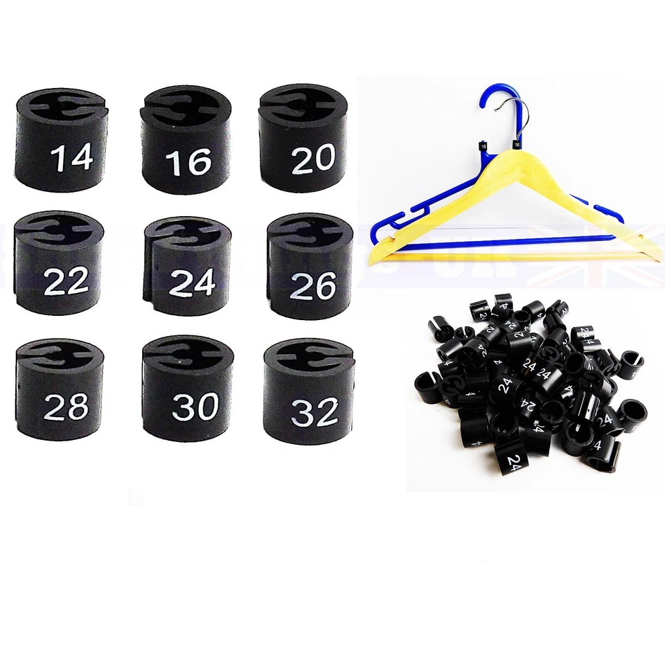 SHOPFITTING-UK NEW GARMENT CLOTHES ROUND SIZE MARKER BLACK & WHITE PACK OF 50 EACH