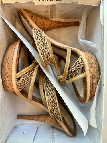 🧡 New Boston Proper Tan Stiletto Sandals Peep Toe Slingback Size 7.5 - Picture 14 of 16
