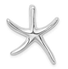 Sterling Silver Large Starfish Slide Pendant 3/4” Rhodium High Polish No Chain