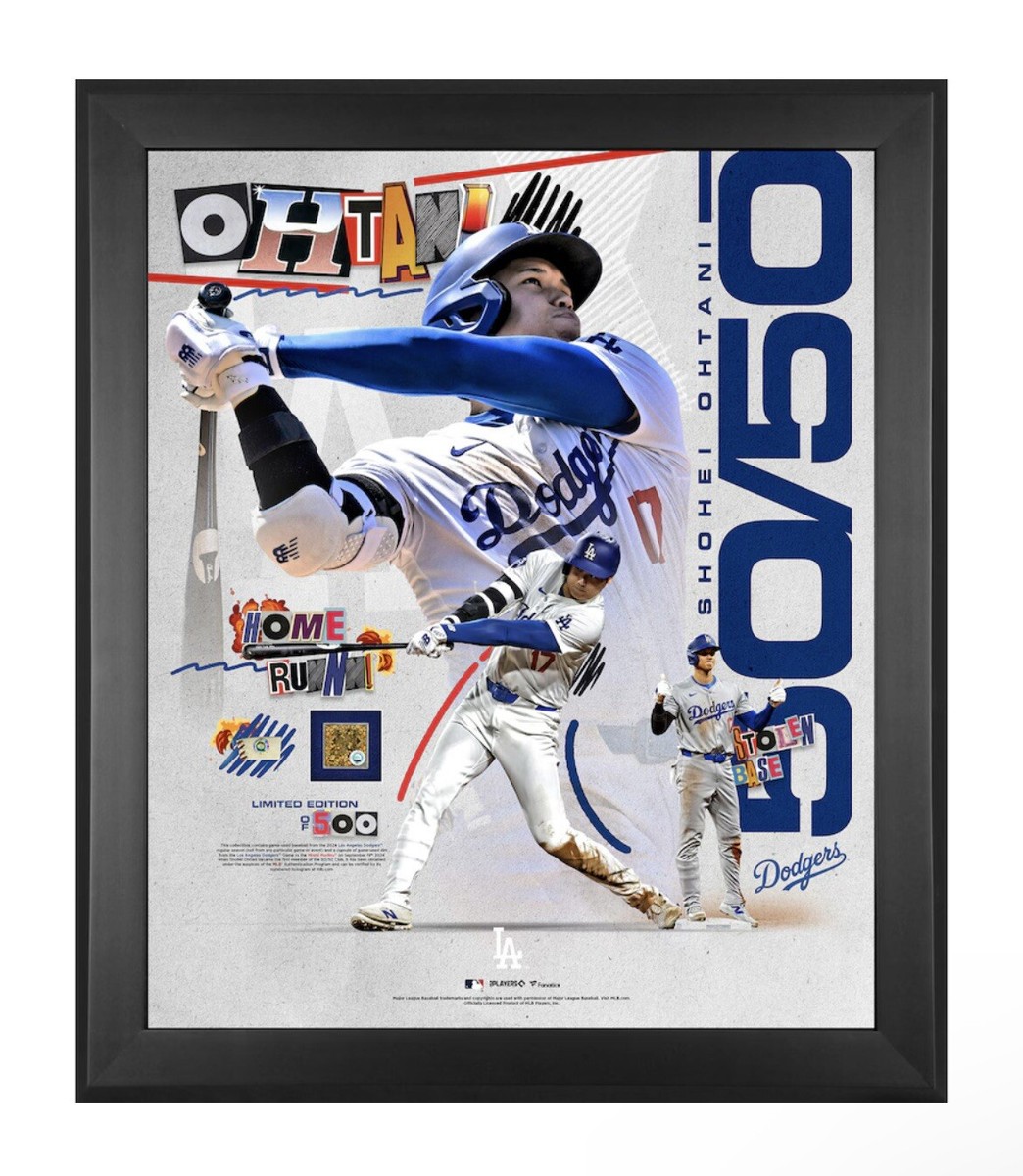 Shohei Ohtani Fanatics Authentic 50/50 Club Frame w/ Game-used