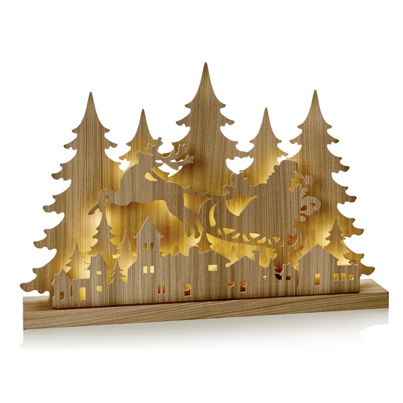 Premier 43cm Lit Santa in Sleigh Scene Christmas Decoration