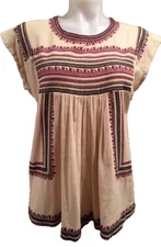 Isabel Marant 36/4 DUMAS DEMMA Ivory Silk Embroidered Top Tunic #3143