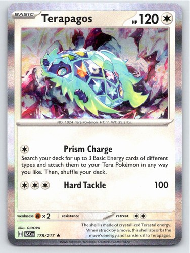 2026 POKEMON TERAPAGOS ASCENDED HEROES 178/217 HOLO R NM A72669 FREE S&H