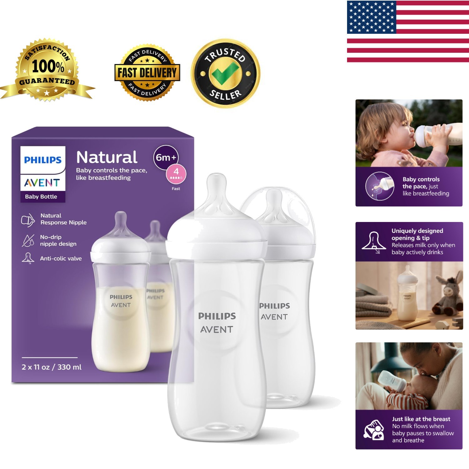 With Anti-colic Fast Flow Nipples