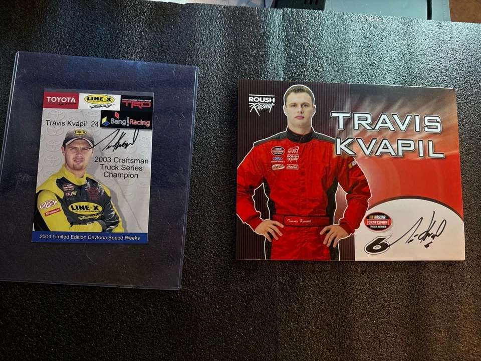 Travis Kvapil Signed NASCAR Cards Lot (2) – 2003 Truck Champ, Roush Racing - Image 2 of 4
