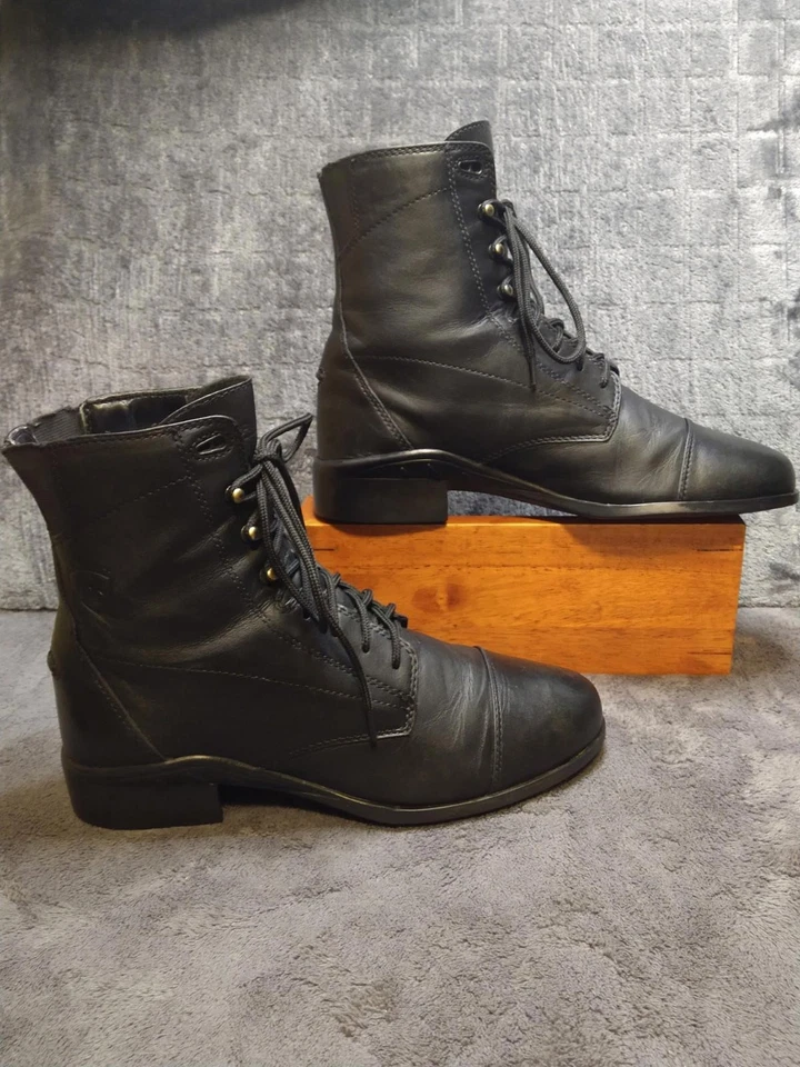 Botas de combate ARIAT de cuero negro con cordones ganchos de velocidad abuela para mujer EE. UU. 7/7,5 Foto 3 de 4