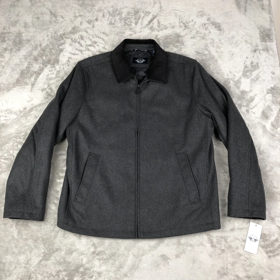 Jaqueta Dockers masculina grande preta mistura de lã zíper completo acolchoada forrada casaco inverno - Imagem 4 de 4