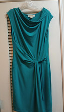Michael Kors Womens Teal Ruched Draped Twist Front Dress Small Dressy Classic